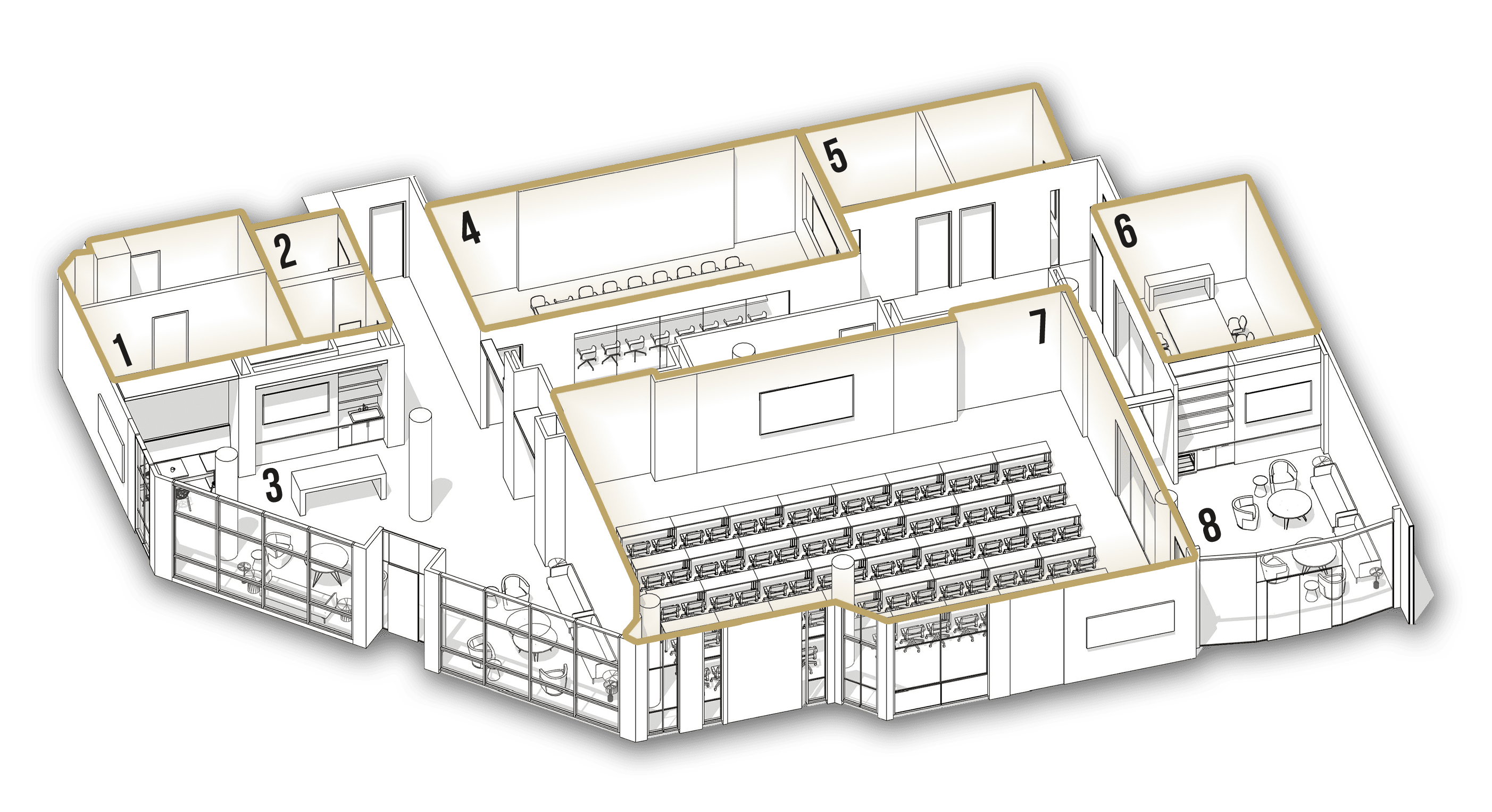 Bird's Eye View diagram of the conference center. 